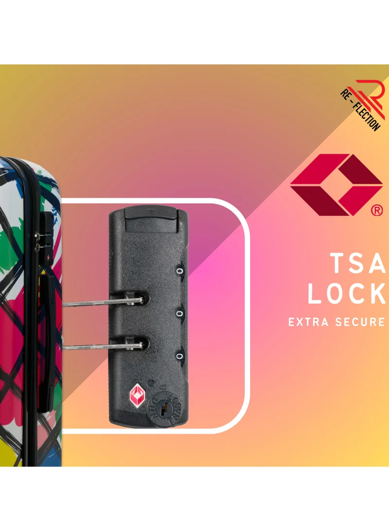 Reflection Re-flection 28 Inch ABS and Polycarbonate Suitcase, Lightweight Hard Case Abstract Print Series Travel Luggage Trolley with 121L Storage Capacity , 4 Spinner Wheels and TSA Lock, Multicolour