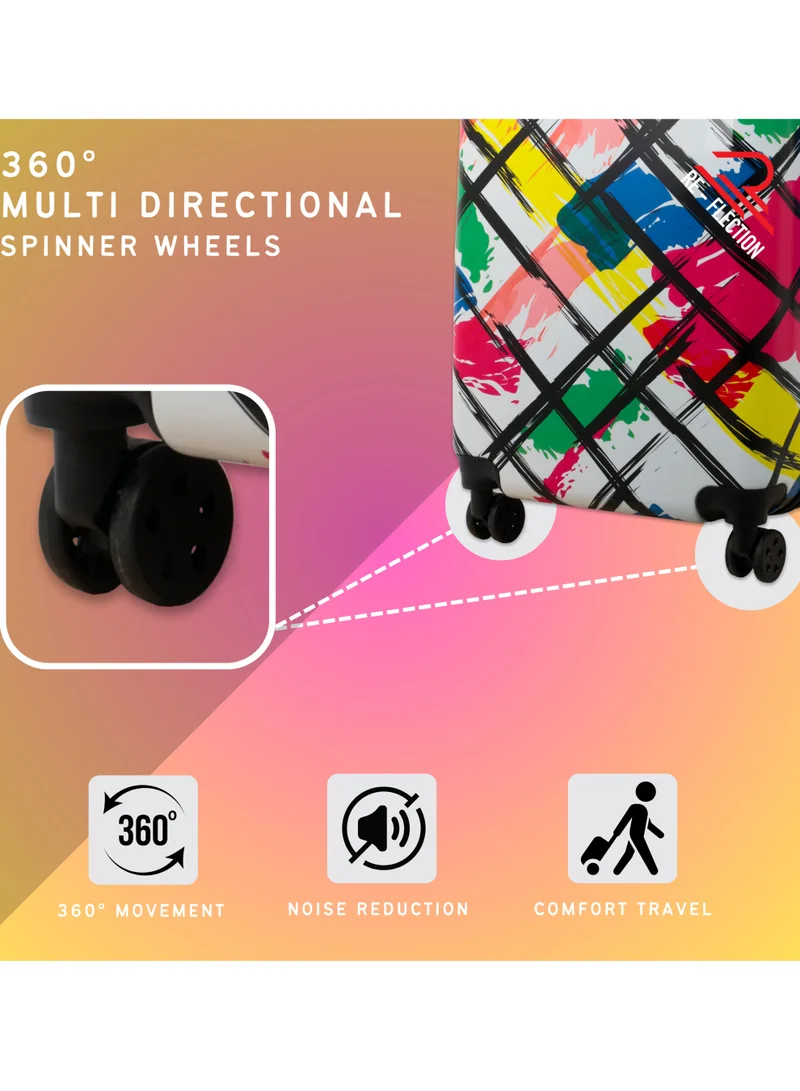 Reflection Re-flection 28 Inch ABS and Polycarbonate Suitcase, Lightweight Hard Case Abstract Print Series Travel Luggage Trolley with 121L Storage Capacity , 4 Spinner Wheels and TSA Lock, Multicolour