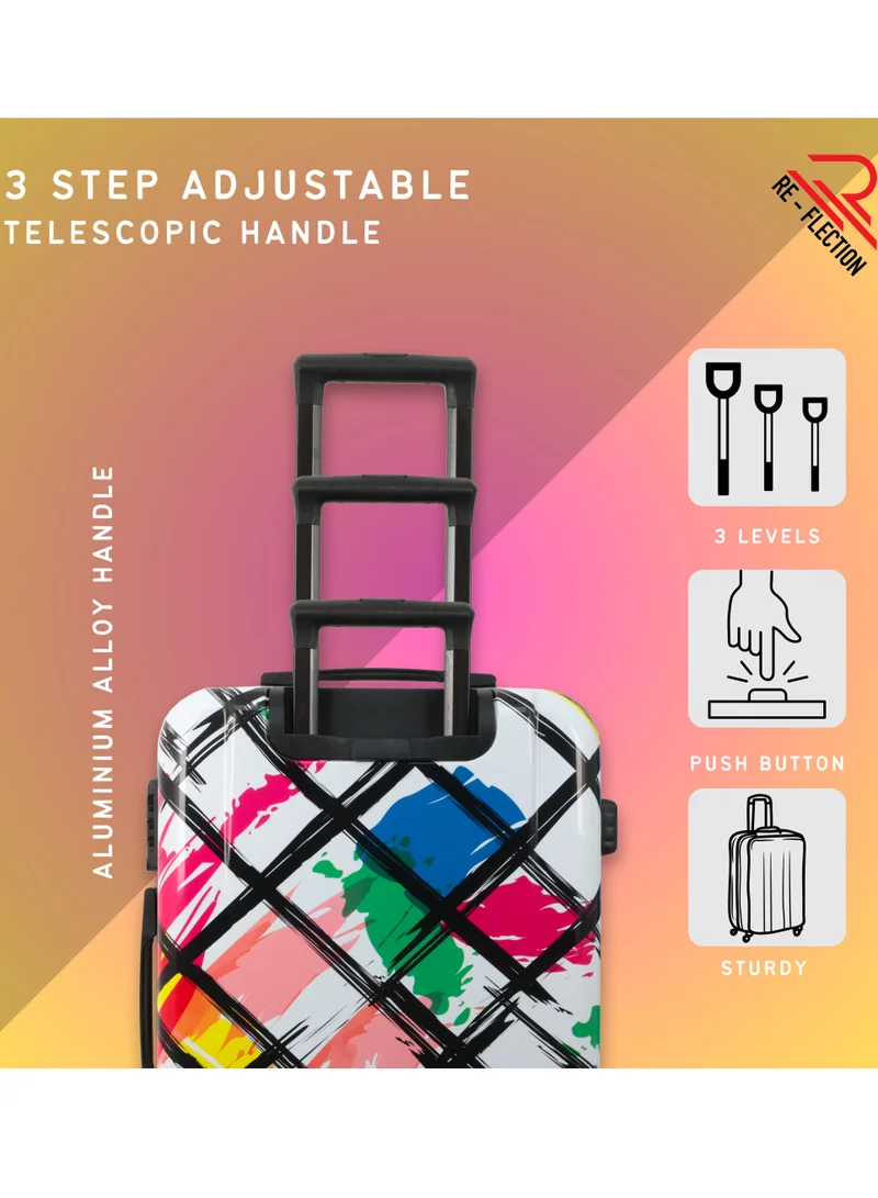 Reflection Re-flection 28 Inch ABS and Polycarbonate Suitcase, Lightweight Hard Case Abstract Print Series Travel Luggage Trolley with 121L Storage Capacity , 4 Spinner Wheels and TSA Lock, Multicolour