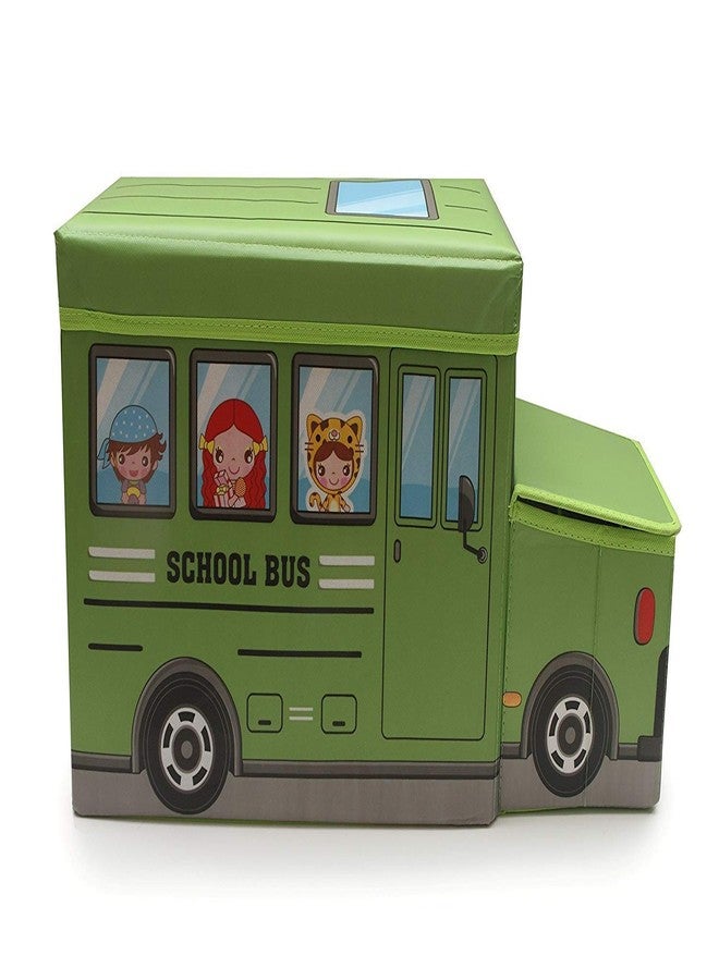 4AJ BAZAAR Foldable Storage and Toy Box - Stool Bus Shaped (Green) - Image 2