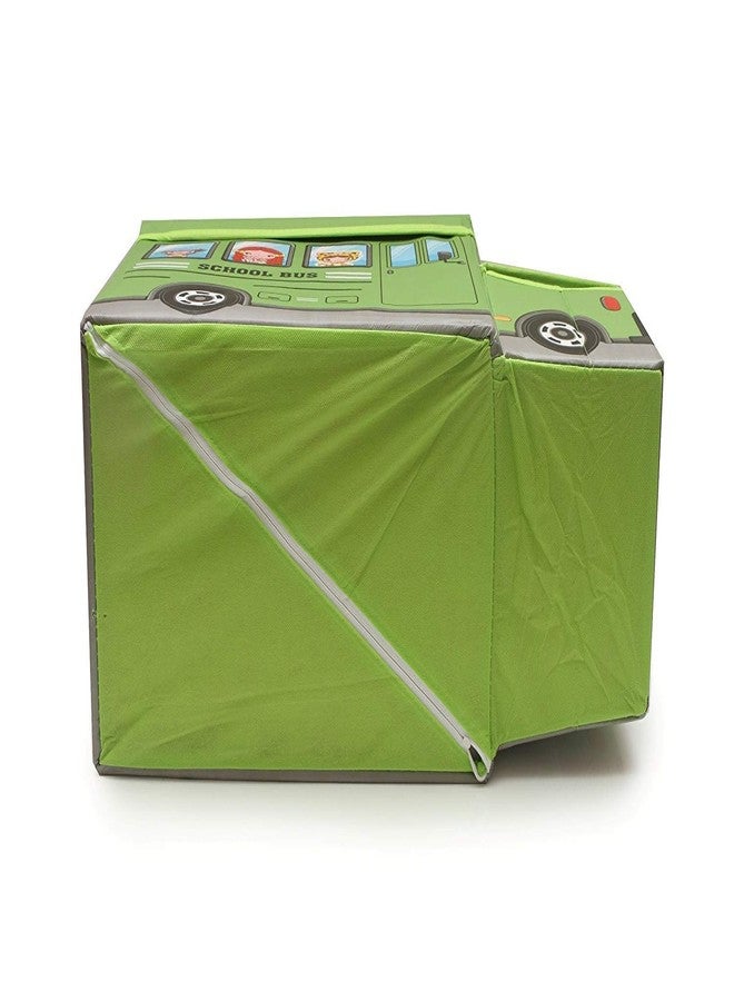 4AJ BAZAAR Foldable Storage and Toy Box - Stool Bus Shaped (Green) - Image 4