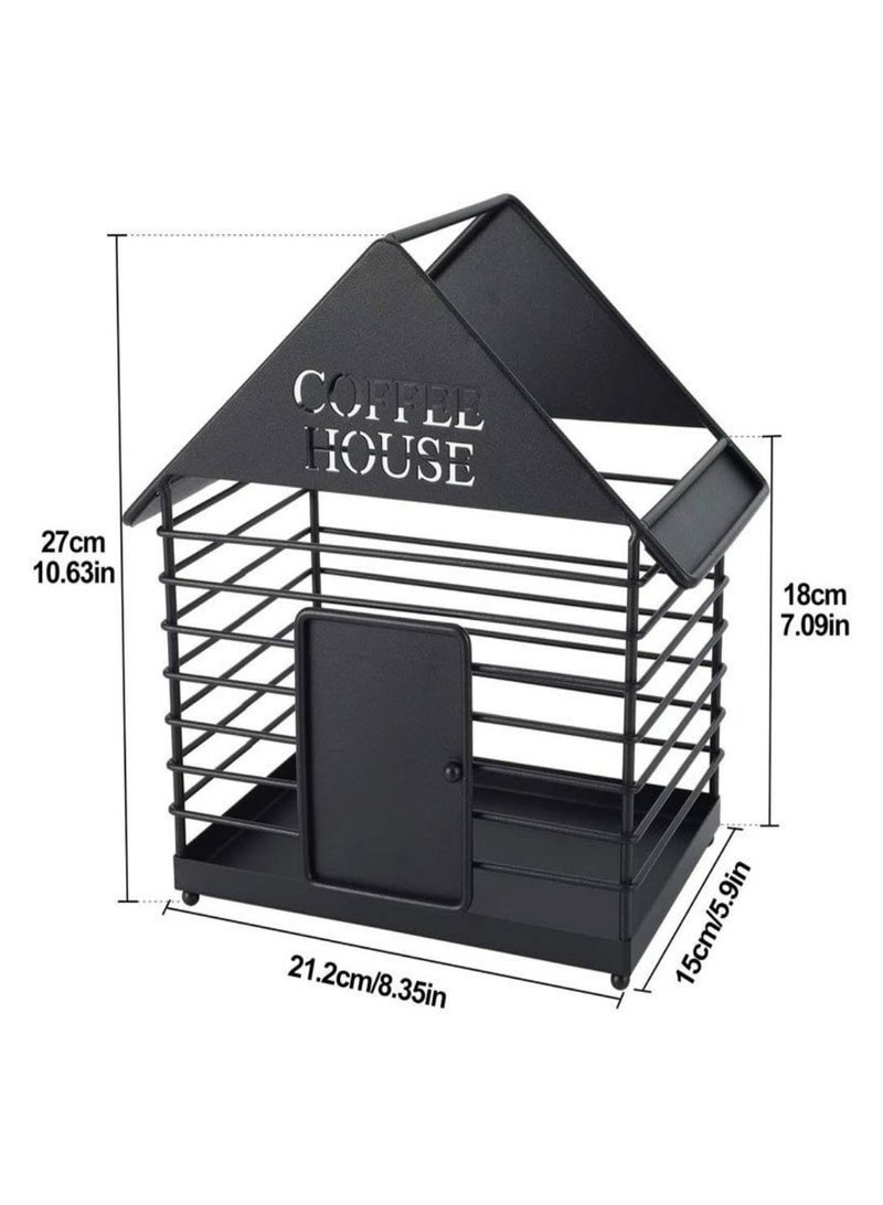 أوزيغالور 1 قطعة بلاك ستانلس ستيل حقائب القهوة المعادن سلة تخزين للمطبخ، مخزن، مكتب، مقهى - Image 2