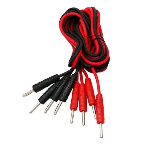 TYCOON PHYSIO SOLUTIONS IFT WIRE for physiotherapy (Inter Ferential Therapy) machine wires PACK OF 4 (2 RED, 2 BLACK) Used for physio therapy at clinics - Image 1