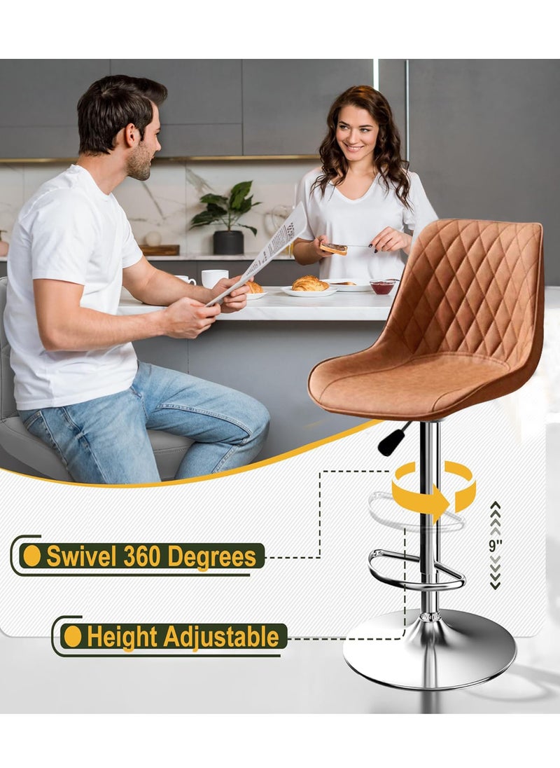 Living Adjustable Barstools Swivel Counter Stool Leather Bar Chair  - Image 5