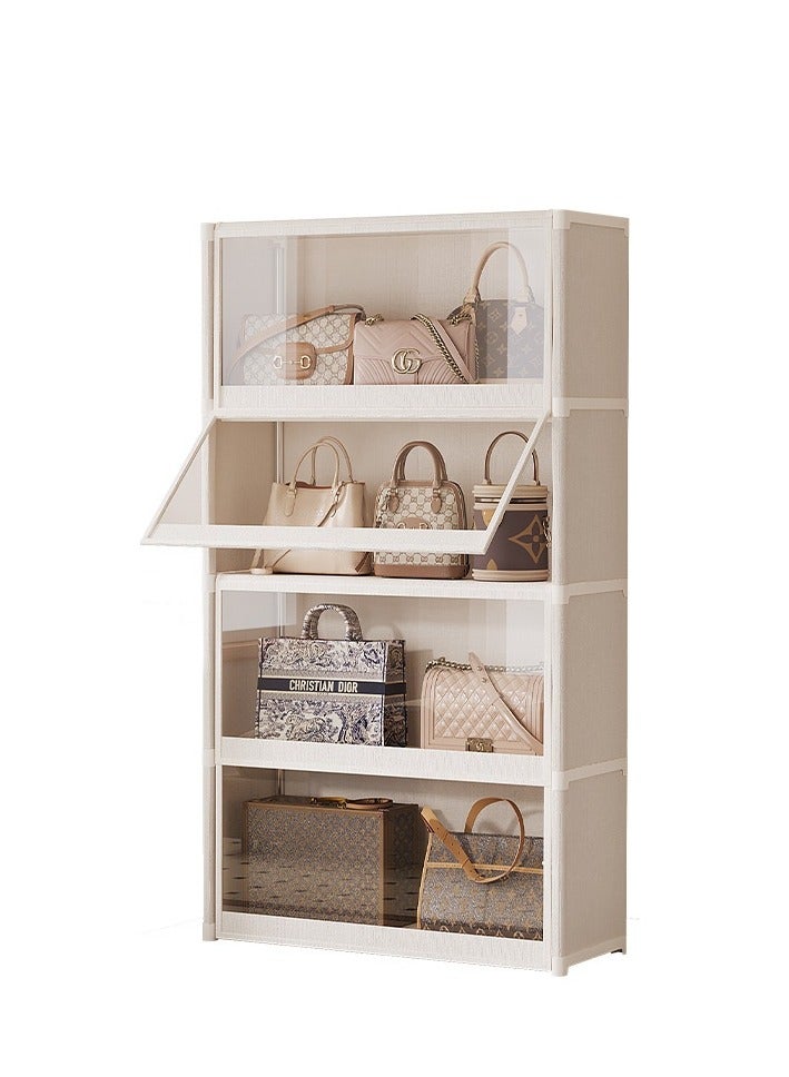 AiQi Multi-Layer Dustproof Storage Cabinet with Transparent Flip Doors | Magnetic Double-Sided Closing | Thick Non-Woven Fabric | Large Capacity Wardrobe Organizer | 3/4/5-Tier DIY Design - Image 1