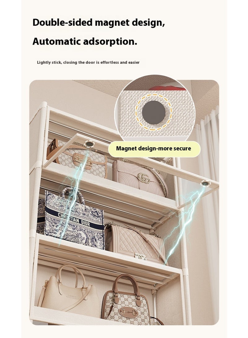 AiQi Multi-Layer Dustproof Storage Cabinet with Transparent Flip Doors | Magnetic Double-Sided Closing | Thick Non-Woven Fabric | Large Capacity Wardrobe Organizer | 3/4/5-Tier DIY Design - Image 2