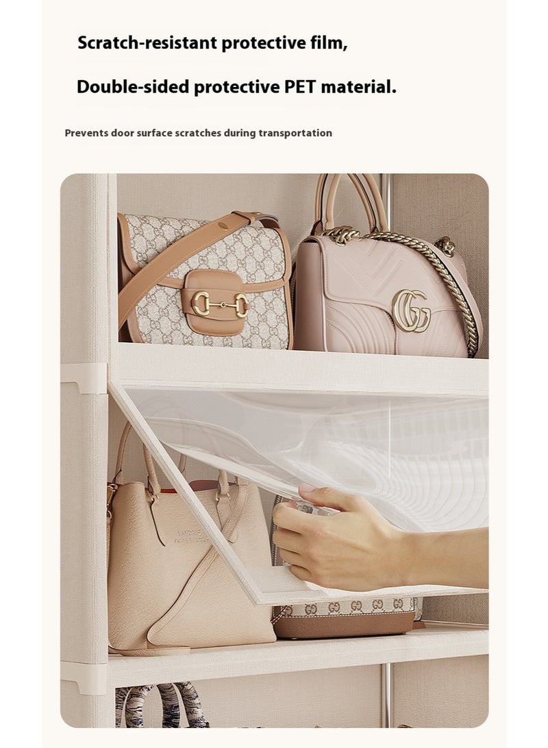 AiQi Multi-Layer Dustproof Storage Cabinet with Transparent Flip Doors | Magnetic Double-Sided Closing | Thick Non-Woven Fabric | Large Capacity Wardrobe Organizer | 3/4/5-Tier DIY Design - Image 5