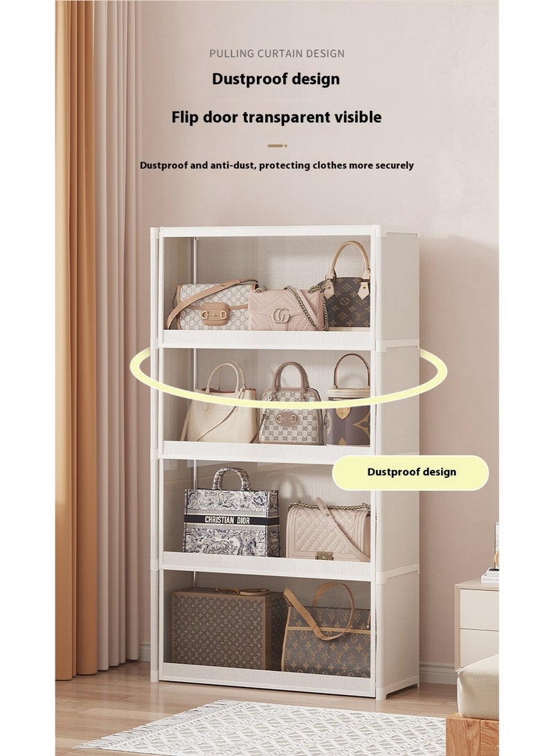AiQi Multi-Layer Dustproof Storage Cabinet with Transparent Flip Doors | Magnetic Double-Sided Closing | Thick Non-Woven Fabric | Large Capacity Wardrobe Organizer | 3/4/5-Tier DIY Design - Image 3