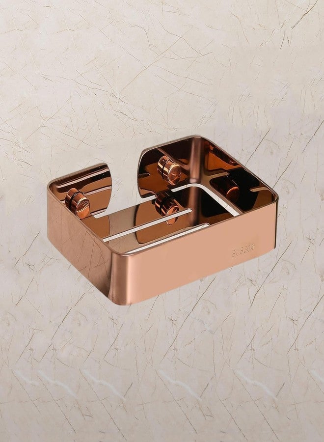 SPAZIO Stainless Steel 304 Grade Rose Gold PVD Coated Bathroom Soap Dish/Soap Holder/Soap Case/Soap Stand Bathroom Accessories for Bathroom, Shower, Kitchen Counter Top, Homes, Hotels - Pack of 1 - Image 1
