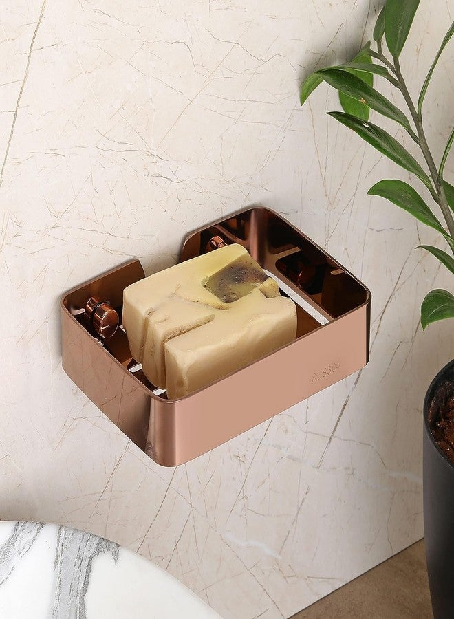 SPAZIO Stainless Steel 304 Grade Rose Gold PVD Coated Bathroom Soap Dish/Soap Holder/Soap Case/Soap Stand Bathroom Accessories for Bathroom, Shower, Kitchen Counter Top, Homes, Hotels - Pack of 1 - Image 4