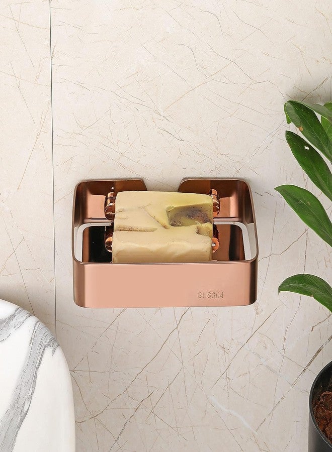 SPAZIO Stainless Steel 304 Grade Rose Gold PVD Coated Bathroom Soap Dish/Soap Holder/Soap Case/Soap Stand Bathroom Accessories for Bathroom, Shower, Kitchen Counter Top, Homes, Hotels - Pack of 1 - Image 3