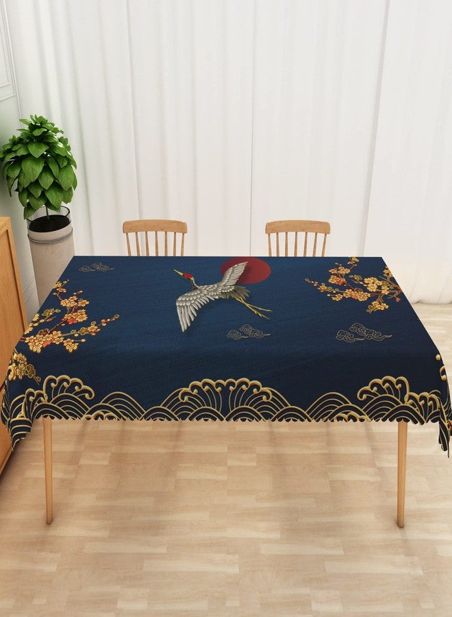 Leyiyi Japanese Crane Tablecloths Cherry Blossom Asian Oriental Heron Bird Floral Branch Cloud Table Cloth Asian Chinese Style Table Cover for Kitchen Dining Room Indoor Outdoor Home Decor 54x108inch - Image 4