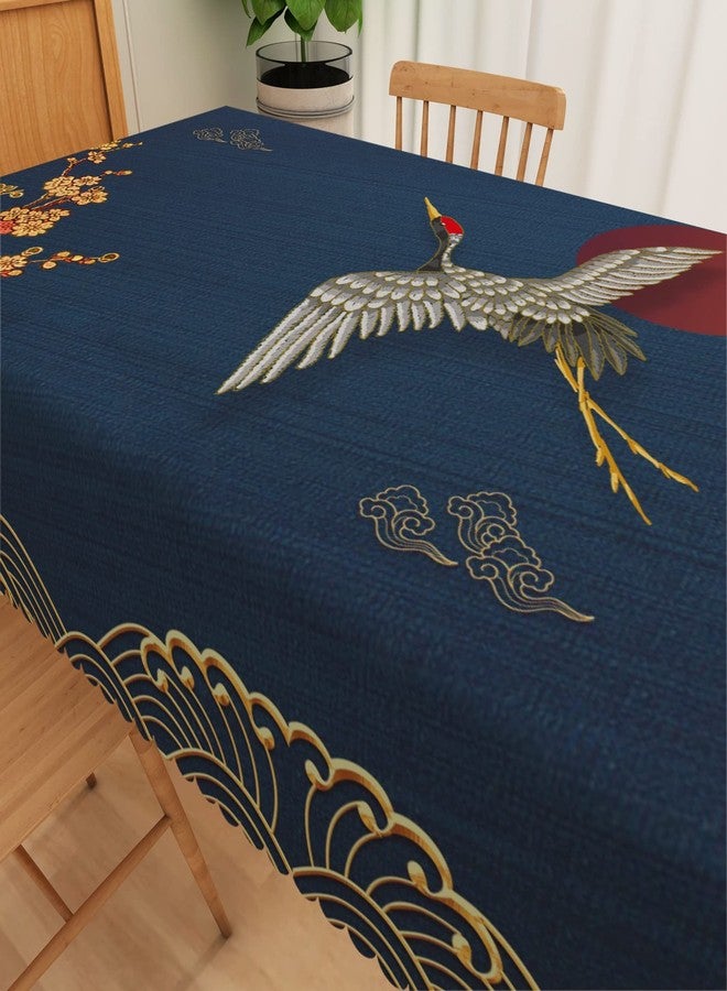 Leyiyi Japanese Crane Tablecloths Cherry Blossom Asian Oriental Heron Bird Floral Branch Cloud Table Cloth Asian Chinese Style Table Cover for Kitchen Dining Room Indoor Outdoor Home Decor 54x108inch - Image 3