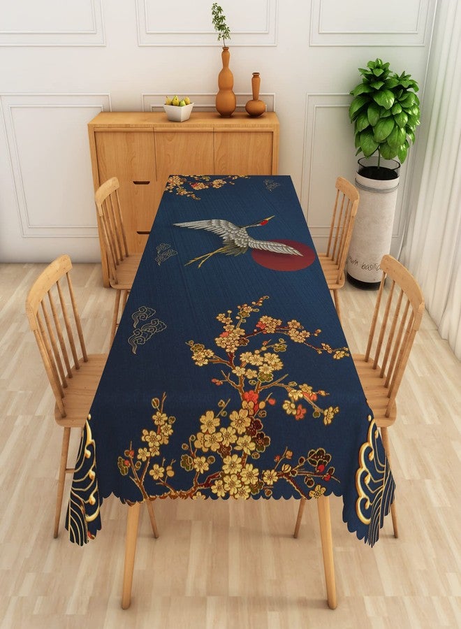 Leyiyi Japanese Crane Tablecloths Cherry Blossom Asian Oriental Heron Bird Floral Branch Cloud Table Cloth Asian Chinese Style Table Cover for Kitchen Dining Room Indoor Outdoor Home Decor 54x108inch - Image 2