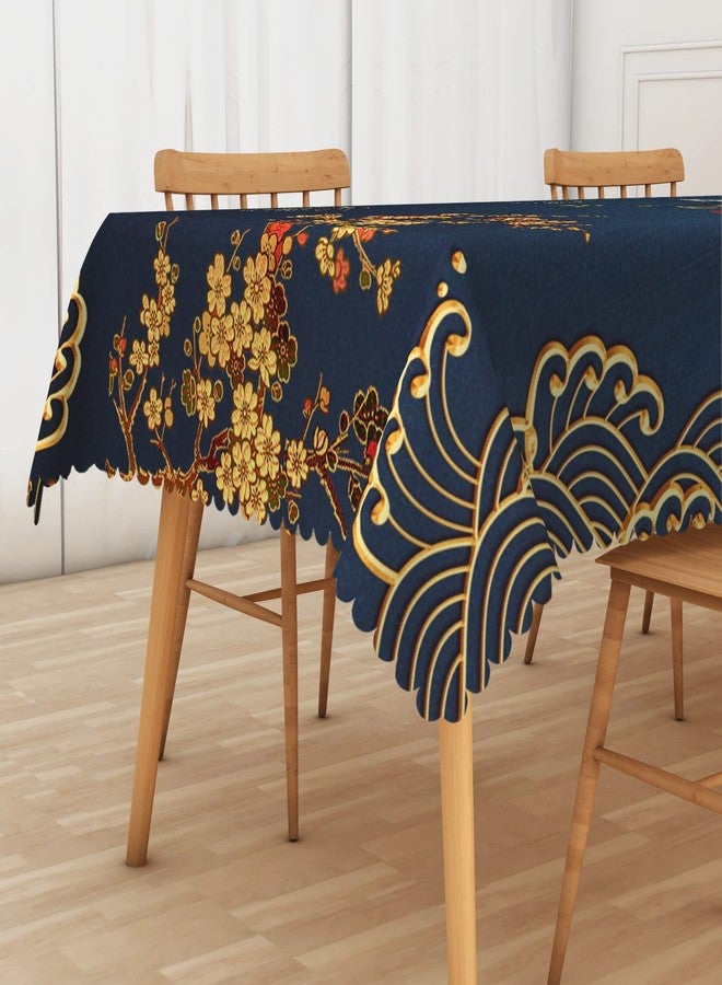 Leyiyi Japanese Crane Tablecloths Cherry Blossom Asian Oriental Heron Bird Floral Branch Cloud Table Cloth Asian Chinese Style Table Cover for Kitchen Dining Room Indoor Outdoor Home Decor 54x108inch - Image 5