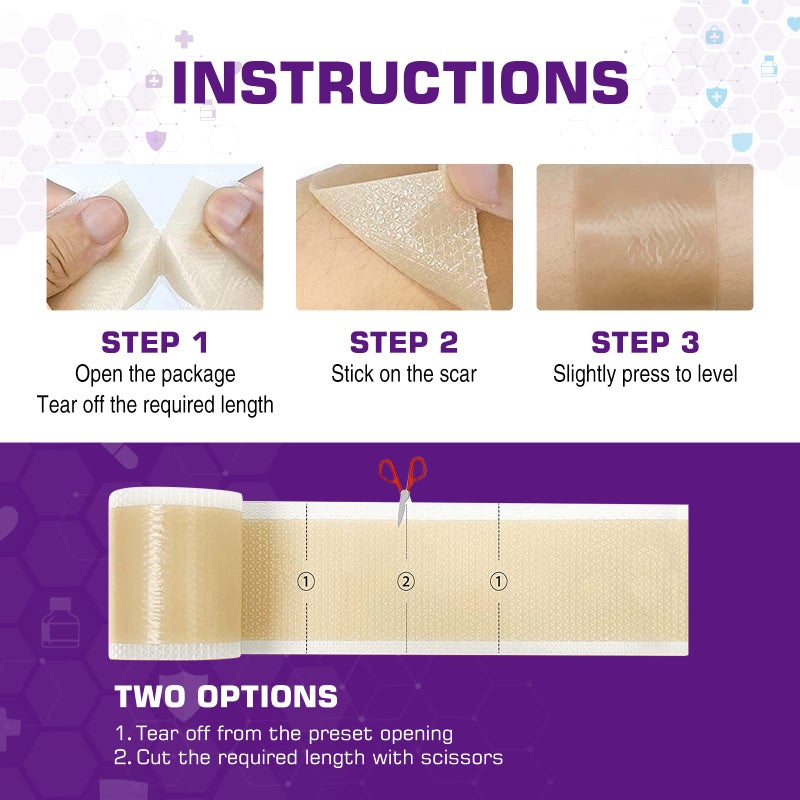 Kelinul Silicone Scar Sheets(1.6'' x 60''Roll-1.5M) - Soft Silicone Gel Scar Tape Painless Silicone Tape Roll - Reusable, Medical Grade Silicone Scar Removal Strips for C-Sectio - Image 4