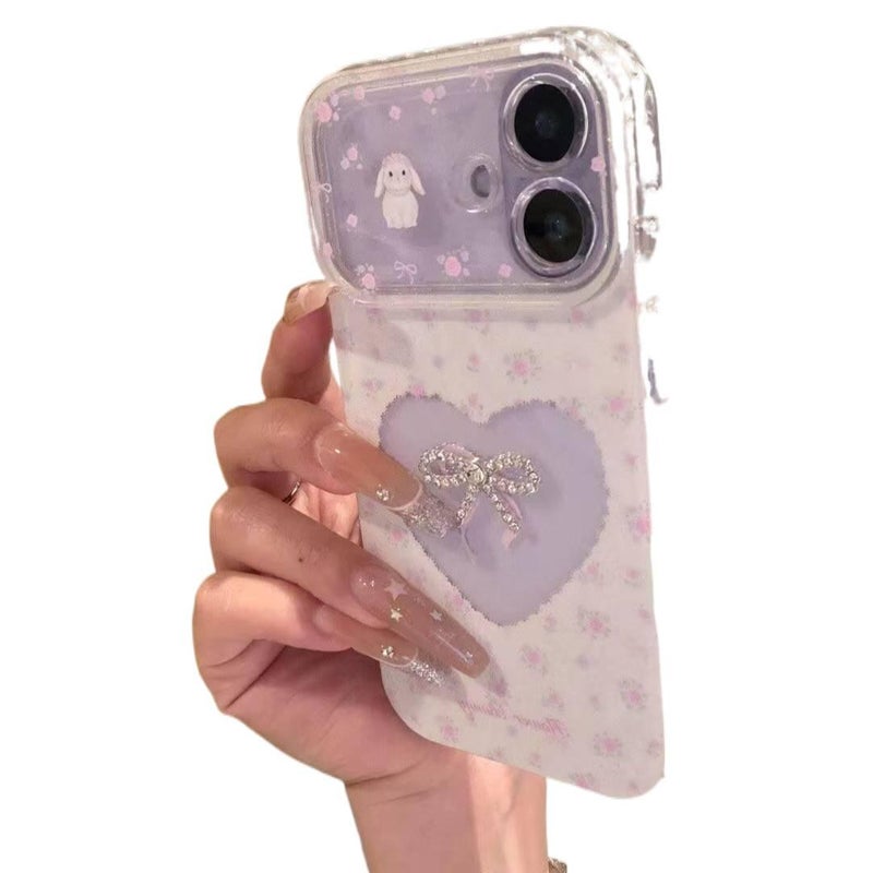 MS غطاء واقي بسيليكون لـ iPhone 11 Pro Max مع حماية من السقوط ونقش قلوب مع مقاوم للصدمات مع نقش زهور صغيرة مع تصميم فيونكة باللون Butterfly بتصميم زهري من السيليكون - Image 3