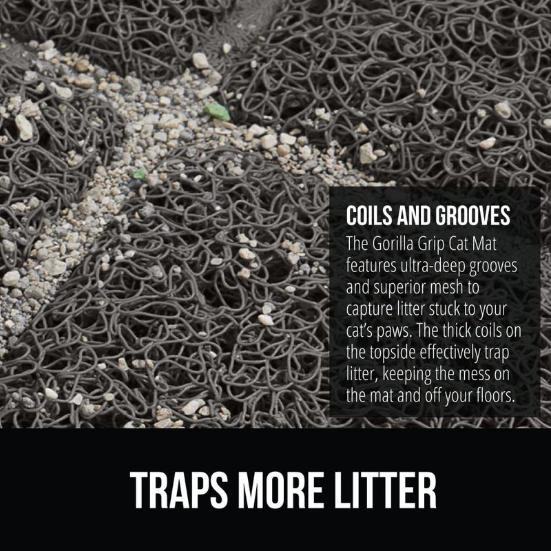 GORILLA GRIP Cat Litter Box Mat, 35x23, Water Resistant Kitty Litter Trapping Mat, Textured Backing, Easy to Clean, Less Waste and Clean Floors, Kitten Supplies for Indoor Cats, Soft on Paws Dark Gray - Image 3