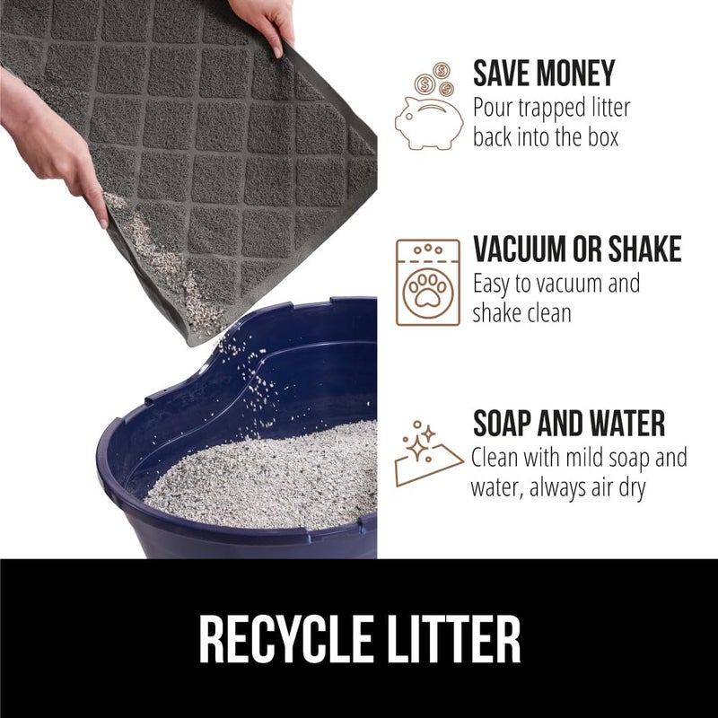 GORILLA GRIP Cat Litter Box Mat, 35x23, Water Resistant Kitty Litter Trapping Mat, Textured Backing, Easy to Clean, Less Waste and Clean Floors, Kitten Supplies for Indoor Cats, Soft on Paws Dark Gray - Image 5