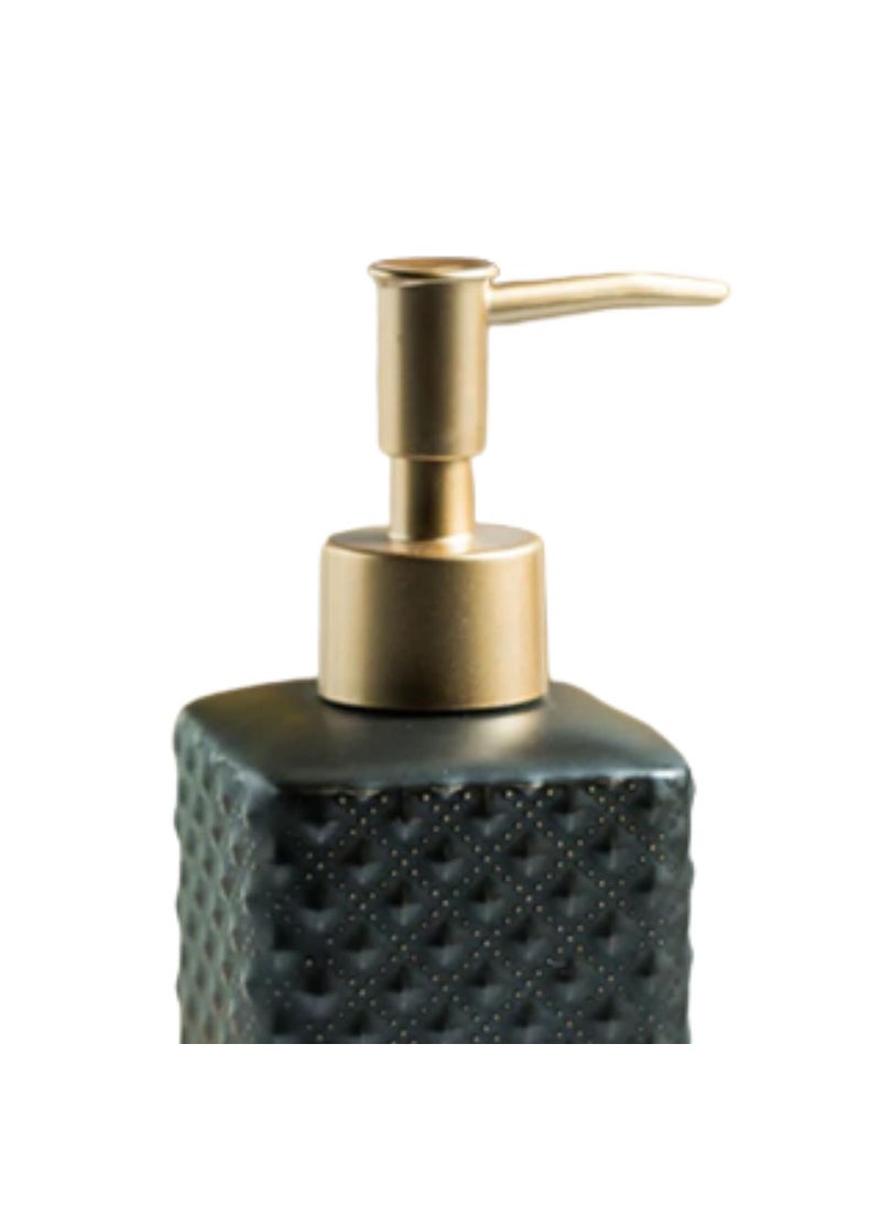 FabSeasons - FabSeasons Ceramic Soap Dispenser with Gold top for Kitchen/Bathroom, Ideal Bathroom Accessory, Practical & Decorative Tabletop Soap Dispenser, 350ML - Image 1