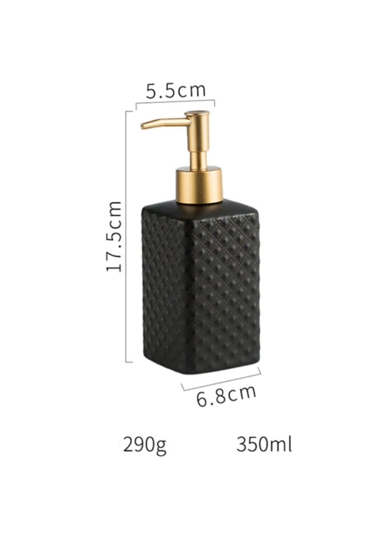 FabSeasons - FabSeasons Ceramic Soap Dispenser with Gold top for Kitchen/Bathroom, Ideal Bathroom Accessory, Practical & Decorative Tabletop Soap Dispenser, 350ML - Image 1