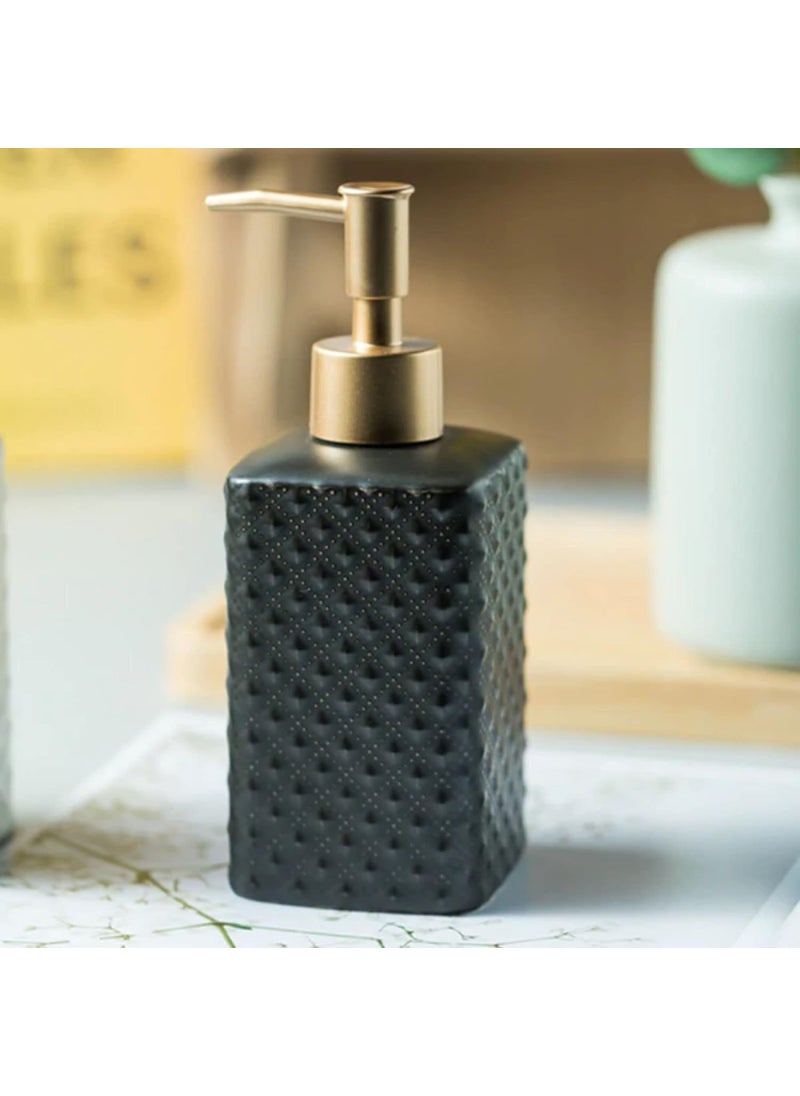 FabSeasons - FabSeasons Ceramic Soap Dispenser with Gold top for Kitchen/Bathroom, Ideal Bathroom Accessory, Practical & Decorative Tabletop Soap Dispenser, 350ML - Image 1