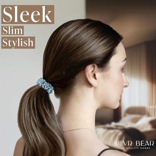 SILVR BEAR Luxury Satin Scrunchies SAME 6 COLORS AS PIC, Anti-Hair-Breakage, Hair Ties, Scrunchies Set for Girls, Women, Best gift for Sister, Friend, Mom (Pastel Skinny) - Image 4