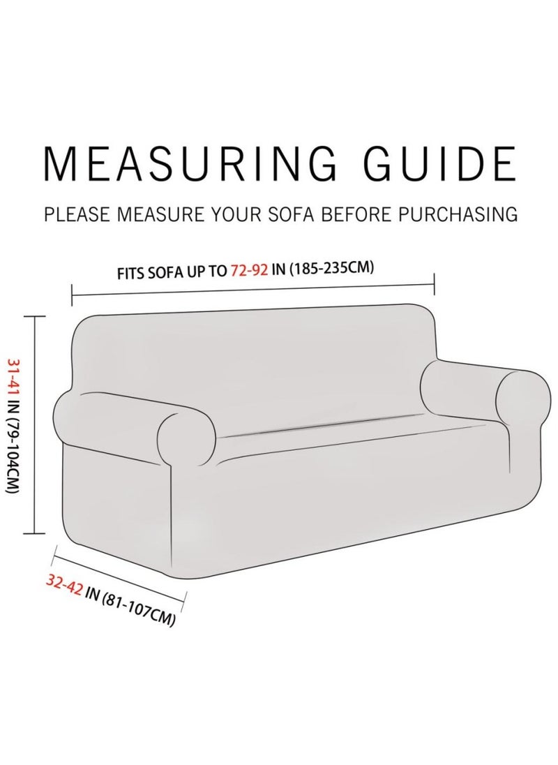 Fabienne High Stretch 3-Seater Sofa Cover Soft Brushed Fabric Couch Cover Exquisitely Full Coverage Furniture Protector Slipcover Three Seater Fits on Standard and Recliner Sofa 185-235cm Size Burgundy  - Image 3