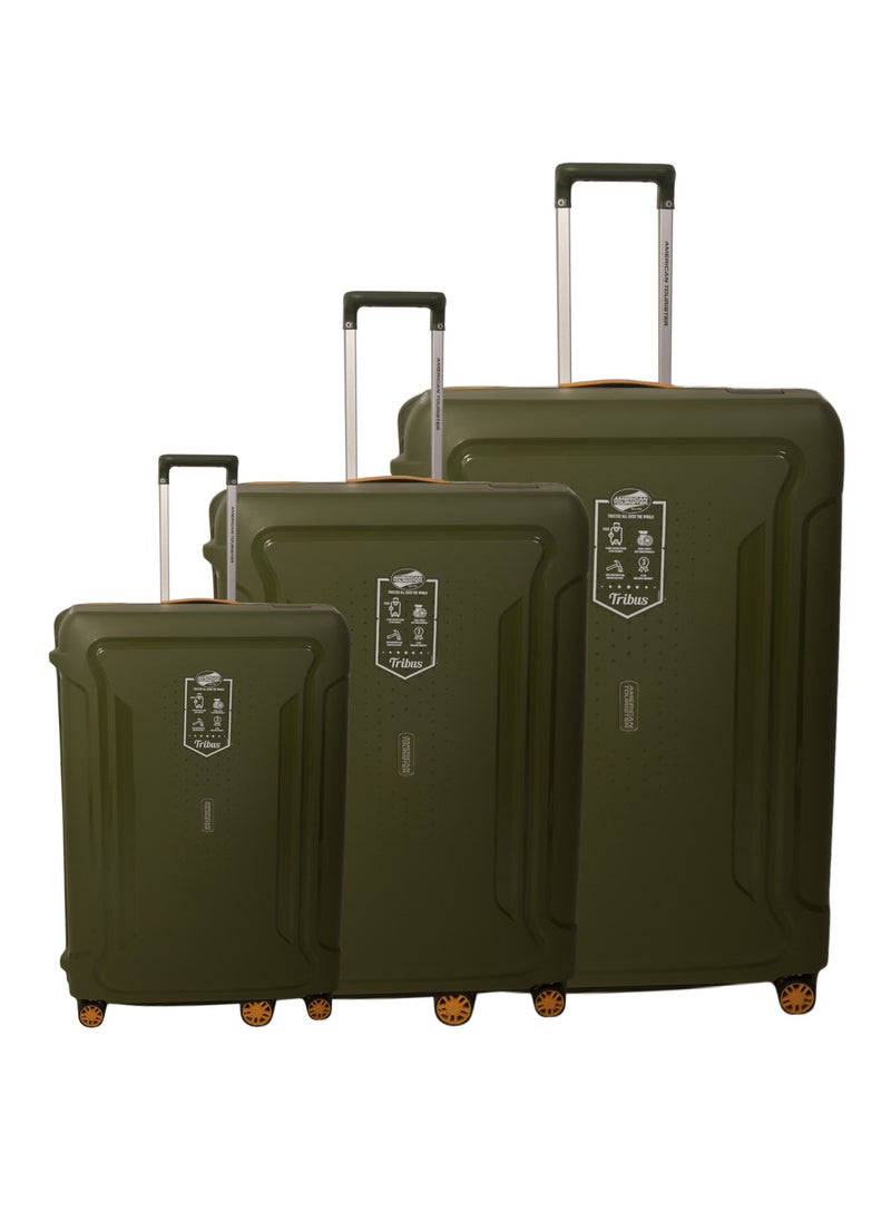 AMERICAN TOURISTER - Tribus 3 Pcs Set Luggage Cabin , Medium & Large  - Olive Green - Image 1