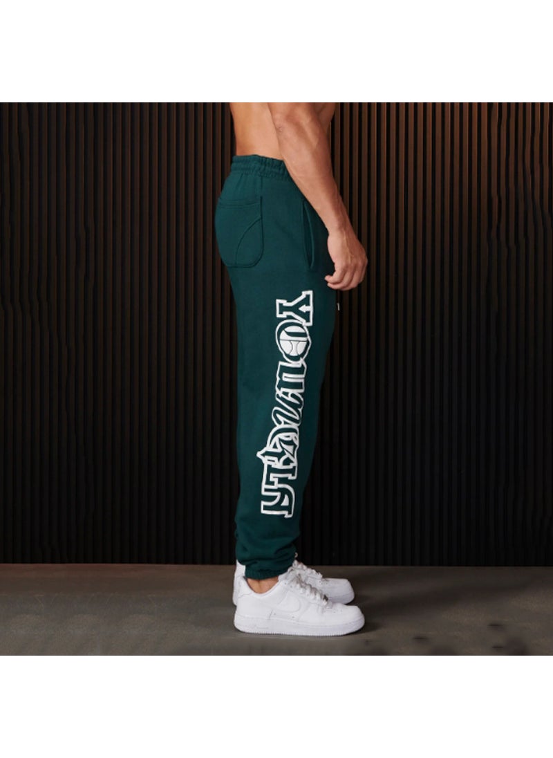 Generic - YOUNGLA Mens Joggers Cotton Printed Tapered Sweatpants Black - Image 1