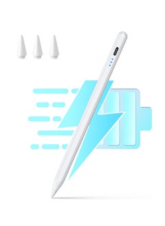 Generic Stylus Pen for iPad 9th & 10th Generation - Tilt Function, Twice Faster Charging, Compatible with iPad 2018-2022, iPad 6/7/8/9/10, Air 3/4/5, Mini 5/6, Pro 11/12.9 Inch, White  - Image 1