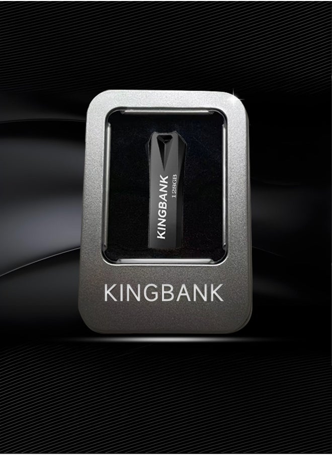 KINGBANK - 128G USB3.0 Flash Drive, High-Speed ​​Storage, 40MBps Read, 30MBps Write, Compatible with Audio, Computers, TVs, Laptops, Game Consoles, Cars (128GB, Black) - Image 1