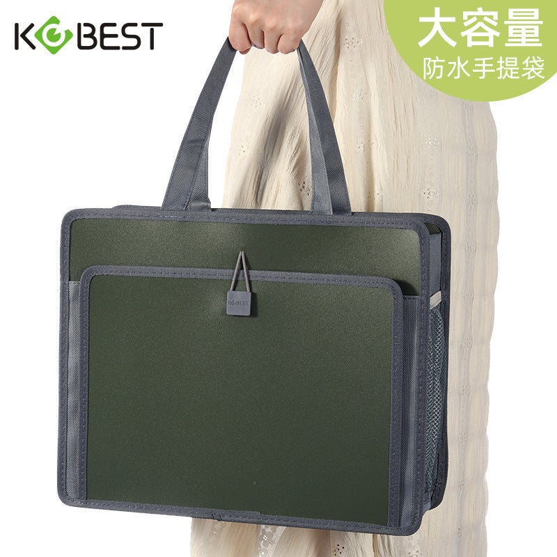 Kobest Portable Waterproof Book Bag Student Information Portable Large Capacity Zipper Tutorial Bag File Bag - Image 3