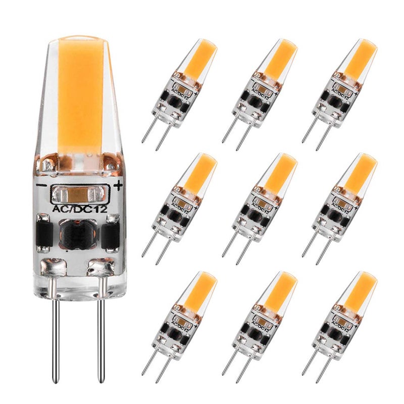 TAIYALOO مصباح LED G4 2 واط يعادل 20 واط نوع T3 JC قاعدة بي-بين G4 مصباح هالوجين، AC/DC 12V أبيض دافئ 3000K مصباح G4 للإضاءة تحت الخزائن، الأضواء السقفية، RV، القوارب، إضاءة المناظر الخارجية (10 عبوة) - Image 1