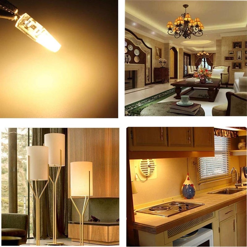 TAIYALOO مصباح LED G4 2 واط يعادل 20 واط نوع T3 JC قاعدة بي-بين G4 مصباح هالوجين، AC/DC 12V أبيض دافئ 3000K مصباح G4 للإضاءة تحت الخزائن، الأضواء السقفية، RV، القوارب، إضاءة المناظر الخارجية (10 عبوة) - Image 5