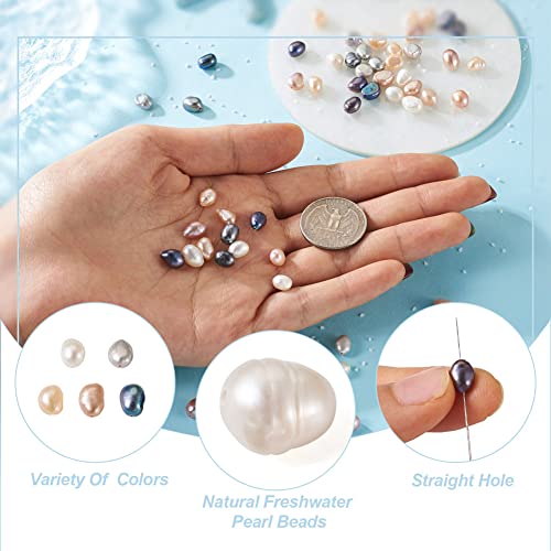 BB Beadthoven Beadthoven 100pcs Natural Freshwater Pearl Beads 4-6mm Mix Irregular Nuggets Pearl Beads Oval Rice Loose Pearls for DIY Bracelet Necklace Jewelry Making Beading Crafts Supplies Hole 0.5-0.7mm - Image 4