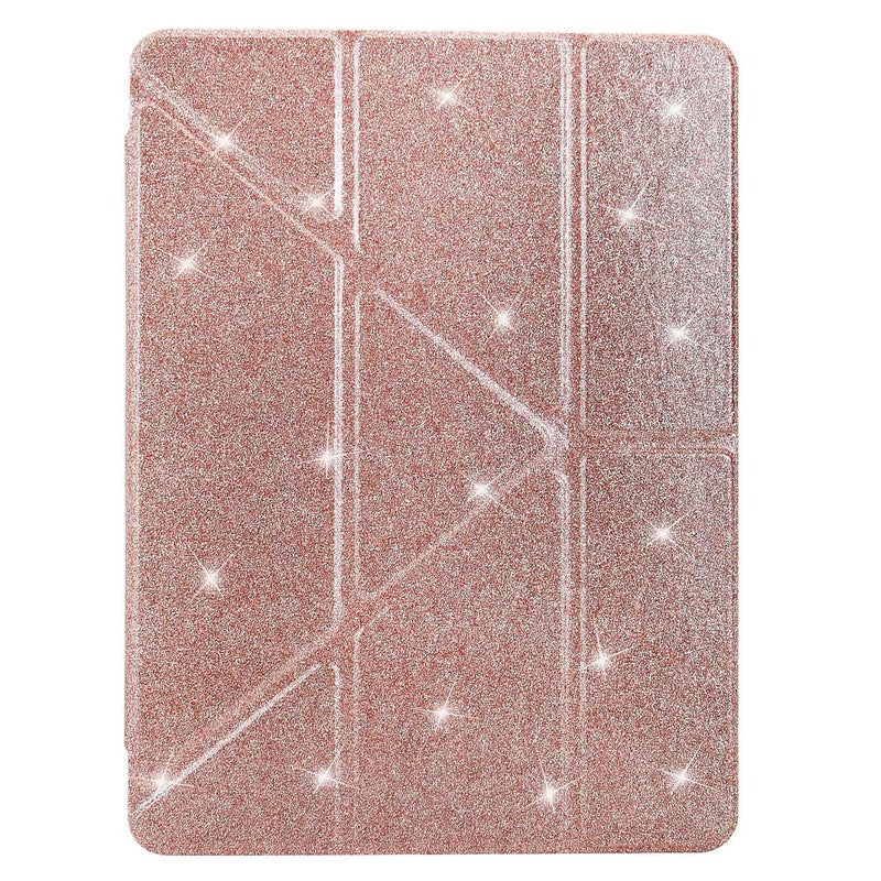 For Ipad 10.2 2021 / Air 10.5 Y-Fold Clear Acrylic Glitter Smart Leather Tablet Case(Rose Gold) - Image 2