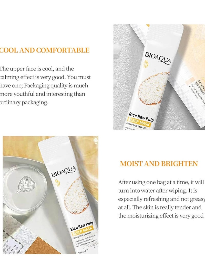 BIOAQUA Pack of 20 Rice Raw Material Sleeping Mask Washable Sleeping Mask Rice Mask for Face Moisturising Anti-Ageing Improves Skin Dullness for Shiny, Radiant Skin - Image 3