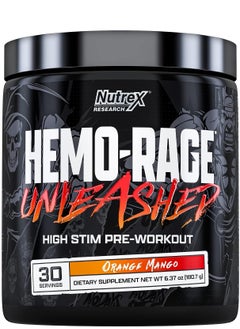 Hemo-Rage Unleashed Extreme High Stim Pre Workout Powder 180.7g Orange Mango 30 Servings