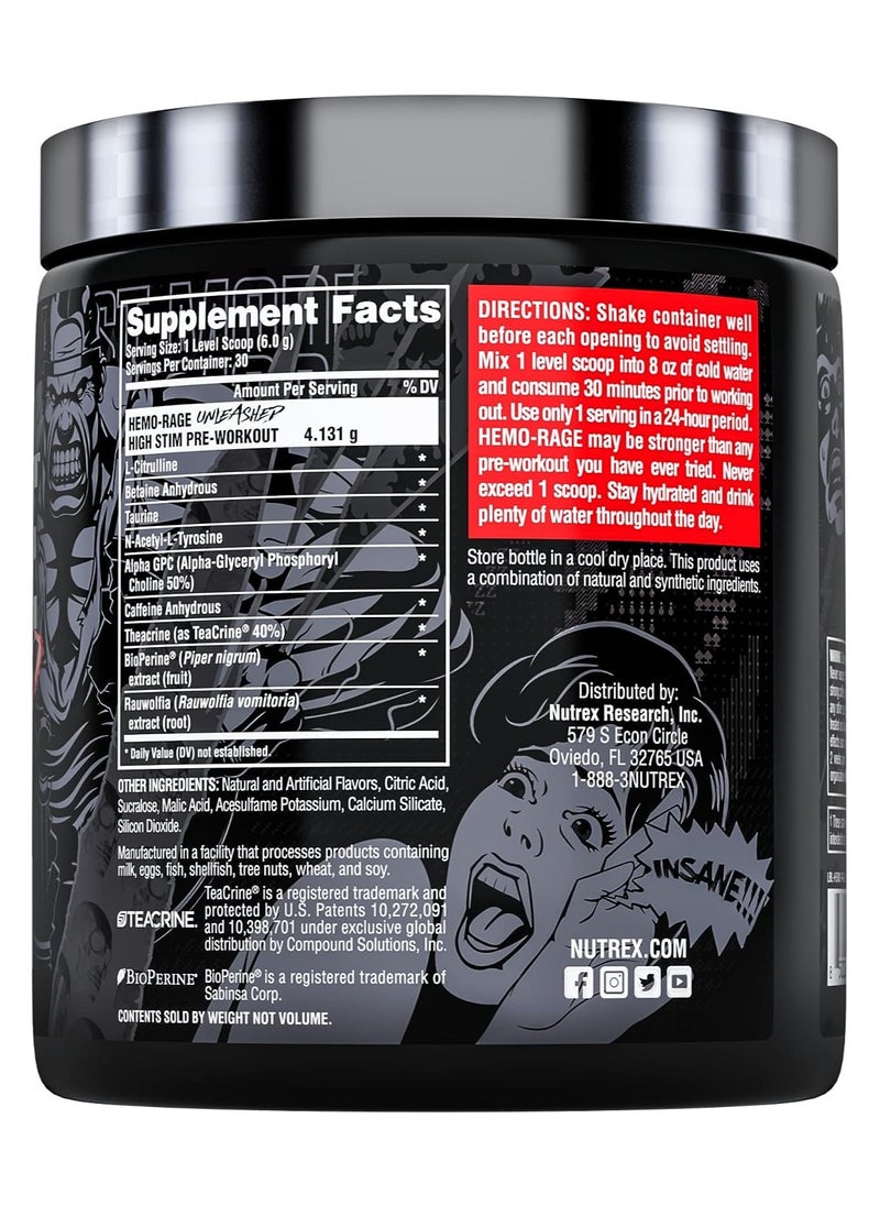 Nutrex Research - Hemo-Rage Unleashed Extreme High Stim Pre Workout Powder 180.7g Orange Mango 30 Servings - Image 1