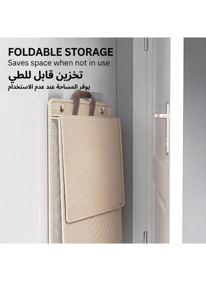 Wall Mounted Foldable Laundry Hamper(41cm X 15cm X 58cm), Large Capacity Dirty Clothes Basket with Lid, Waterproof Mesh Hanging Storage Bag for Bathroom/Washing Machine, Space-Saving - Image 5
