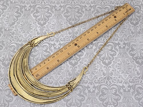 Alilang Vintage Egyptian Crescent Moon Shaped Bib Adjustable Statement Necklace - Image 3