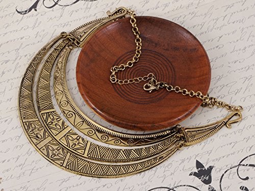Alilang Vintage Egyptian Crescent Moon Shaped Bib Adjustable Statement Necklace - Image 2