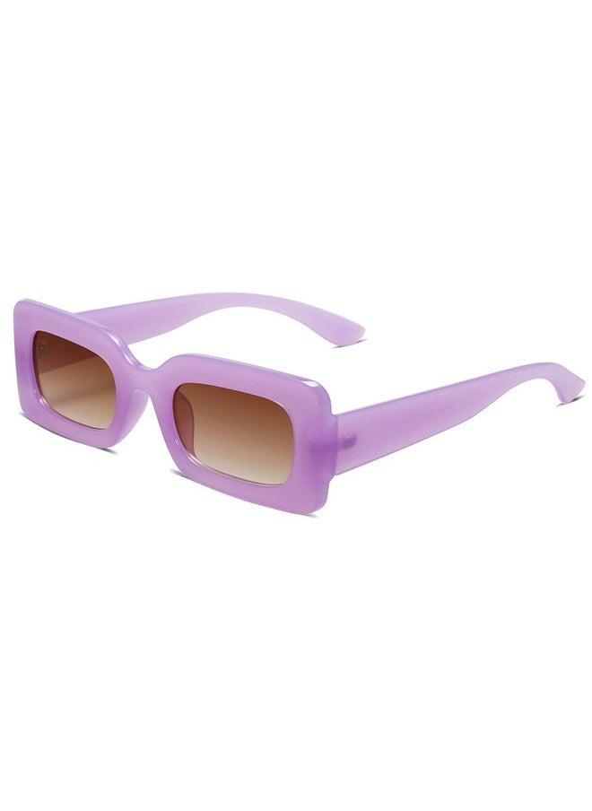 Sojos Retro 90S Nude Rectangle Sunglasses Womens Mens Trendy Chunky Glasses Purple Frame Brown Lens  - Image 1