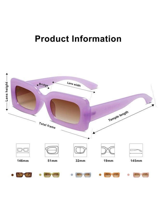 Sojos Retro 90S Nude Rectangle Sunglasses Womens Mens Trendy Chunky Glasses Purple Frame Brown Lens  - Image 4