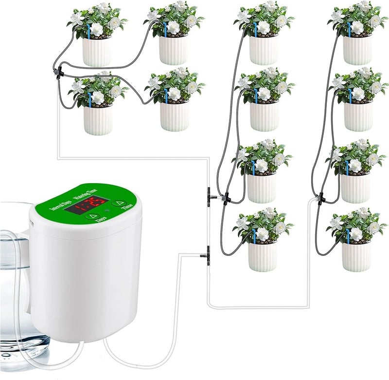 BIGTHREE Automatic Watering System, 12 Plants Drip Irrigation Kits, LED Display & USB Power Plant Self Watering System, Automatic Plant Waterer Devices for Indoor Potted Plant - Image 1