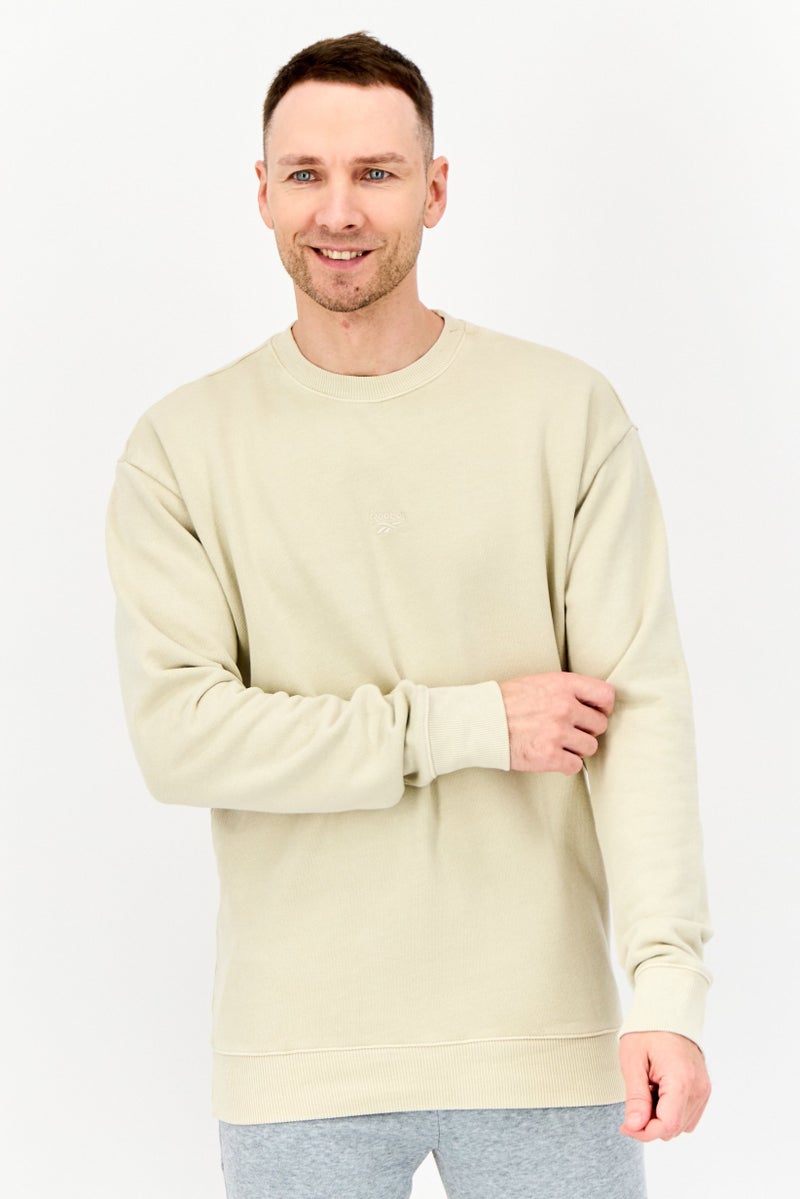 Reebok Men Sportswear Fit Classic Training Sweatshirt, Beige - Image 1