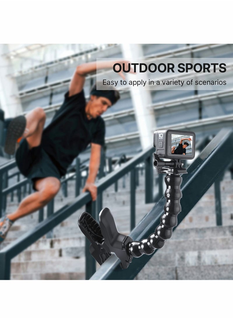 Excefore - Jaws Flex Clamp Mount Gooseneck Mount for GoPro Hero 11 Hero 10 Hero 9 Hero 8 Hero 7 Hero 6 Hero 5 Hero 4, Fit for Session Hero 3+ Hero 3 Arlo pro Action Cameras, for DJI Osmo Action Cameras - Image 1