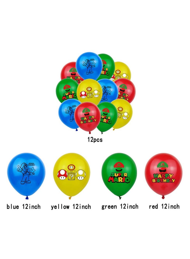 مجموعة زينة عيد الميلاد بتصميم سوبر ماريو، لافتة عيد ميلاد سعيد، زينة علوية للكعك، بالونات لتزيين حفلات اعياد الميلاد وحفلات استقبال المولود للاولاد والبنات - Image 4