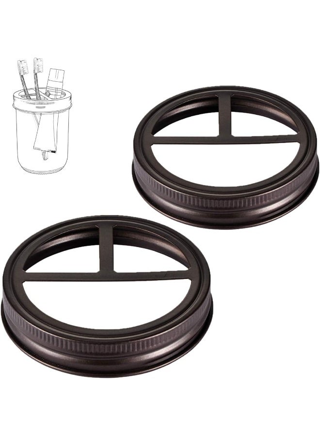 SheeChung Wide Mouth ONLY SheeChung 2 Pack Mason Jar Toothbrush Holder Lid  Rustproof 304 Stainless Steel for Ball Mason Jar or Any Pint Jar Farmhouse Decor Bathroom Accessories Set  Bronze - Image 3